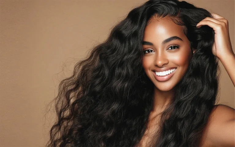 A lovely black woman with flowing curly hair, emphasizing the significance of zinc in maintaining healthy hair and care routines.