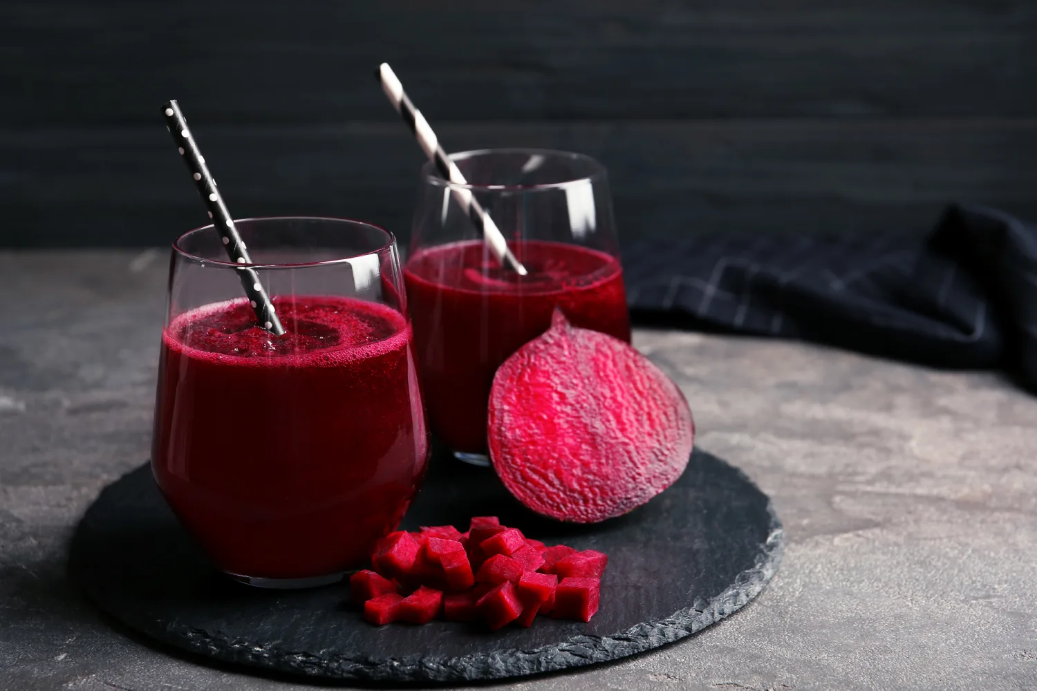 Fresh beet juice rich in nitrates that help support heart health and healthy blood circulation