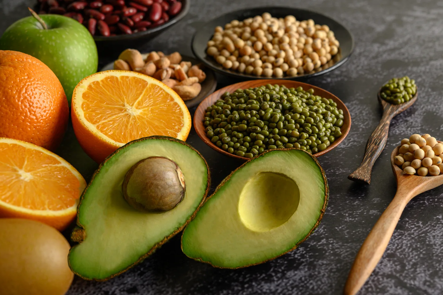zinc rich foods including avocado beans citrus fruits and nuts that support healthy skin and immune function
